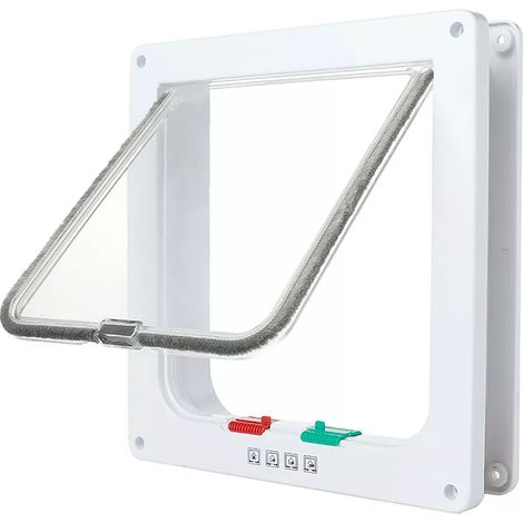 Flap Pour Animaux - Verrouillage 4 Positions - Cadre Blanc - Pour Portes Fenêtres Murs - ABS Résistant Aux Intempéries - Taille L (1/5)
