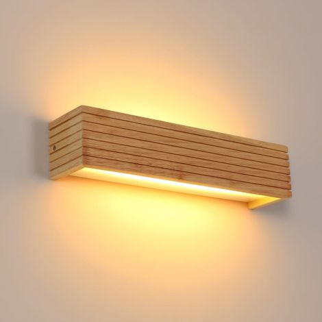 1 Applique Murale Bois, Design Carré Moderne, LED 18W 3000K, Pour Salon Chambre Couloir