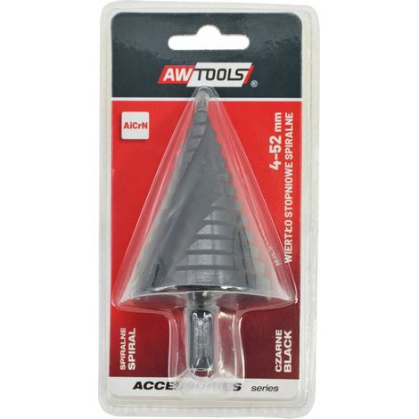 AWTOOLS WIERTŁO STOPNIOWE SPIRALNE/ 4-52mm/ AICrN/ CZARNE