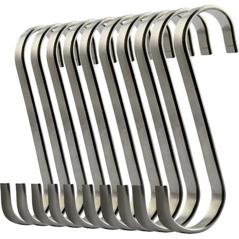 ZOLGINAH Set di 10 ganci a S in acciaio inox per appendere pentole o carne (N. 1) (1/5)