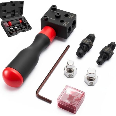 Kit D'évasement de Conduites de Frein pour Sertissage SAE, Appareil à Sertir Double Tête pour Conduites de Frein Automobiles de 4,75 mm et 6,35 mm, Compatible avec Les Voitures et Camions (1/5)