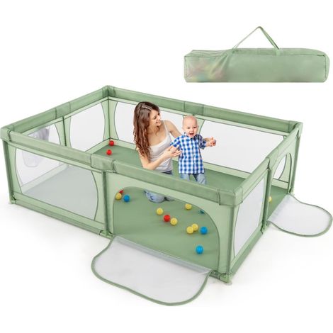 Box per bambini con 50 palline e 2 sportelli, in rete traspirante, 205x147 cm