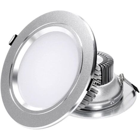 BUNTHAUS Spot LED Encastré 5W LED Argent Aluminium Downlight Économie D'énergie Anti-Brouillard Anti-Poussière COB Plafonnier