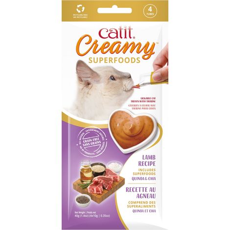 Snack cremoso para gatos Catit Creamy con Superalimentos