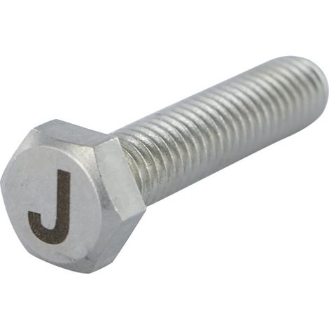 Vis métaux Tête hexagonale TH 8X35 Inox A4 Gravure LETTRE "J"-1 pièce