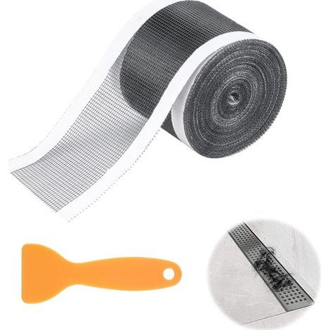 Ortviai Attrape-Cheveux Douche Jetable en Rouleau Large (12cm x 8m) - Filtre Autocollant Découpable pour Drain de Douche, Baignoire et Évier - Maille Fine Anti-Obturateur avec Raclette Incluse (1/5)