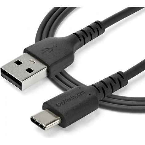 StarTech ST RUSB2AC1MB - USB 2.0 Kabel USB-A auf USB-C, Kevlar®-Aramid, 1 m, sw (1/2)