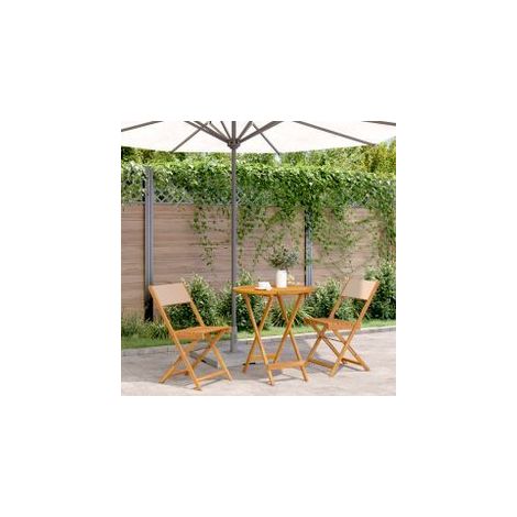 Ensemble de bistro 3 pcs beige tissu et bois massif (1/5)