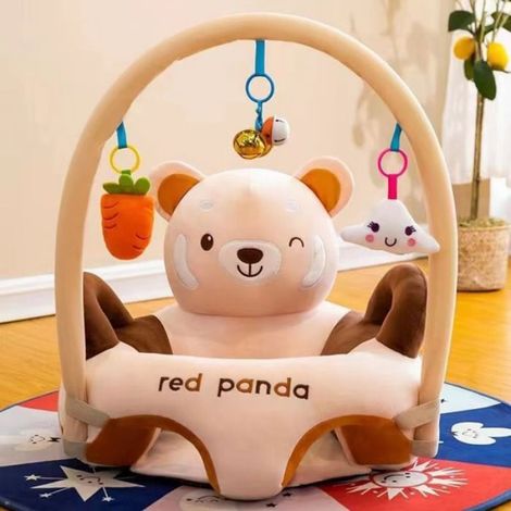 Fauteuil Bébé dès 3 Mois, Chaise d'Apprentissage en peluche Avec Tige de Jeu, Moelleux Siège de Soutien au Sol-petit ours (1/4)