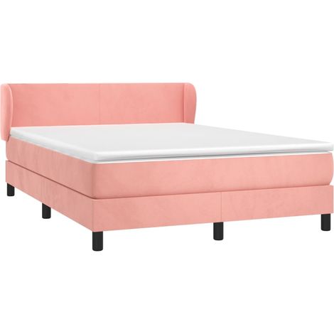 vidaXL Giroletto a Molle con Materasso Rosa 140x190 cm in Velluto (1/4)