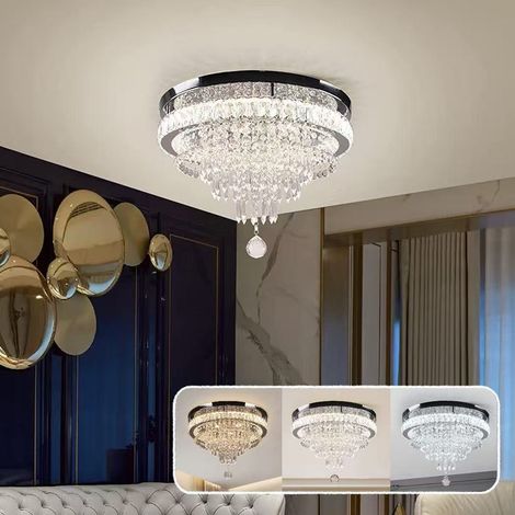 Plafonnier LED moderne - Lumière tricolore, lustre semi-encastré, éclairage décoratif, convient aux chambres, salons et salles à manger. (1/5)