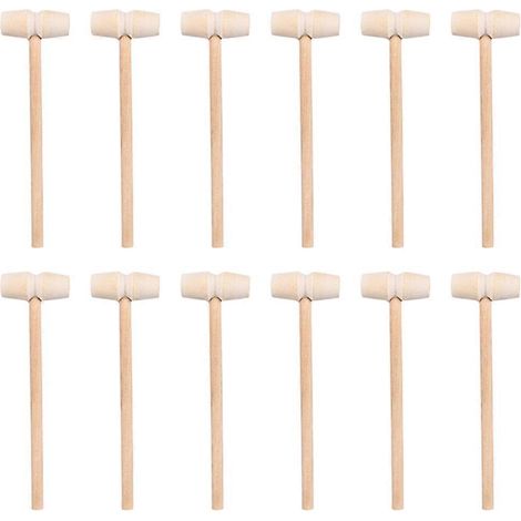 40 maillets créatifs en forme de crabe, mini-marteaux portables (couleur bois)-14x4.2x1.9cm (1/3)