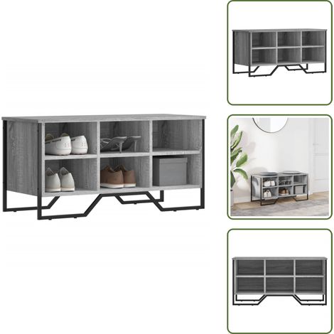 Schuhregal Grau Sonoma 90x38x45,5 cm Holzwerkstoff - Schuhregal - Schuhregale - Schuhschrank - Schuhaufbewahrung (1/5)