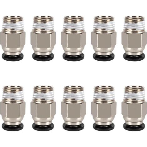 PC4-M10 connector, PC4-M10 pneumatic connector, pneumatic connector for PTFE tubing, PC4-M10 straight pneumatic connector, PC4-M10 pneumatic straight tube connector for 3D printer, 10 pieces MUMU (1/4)