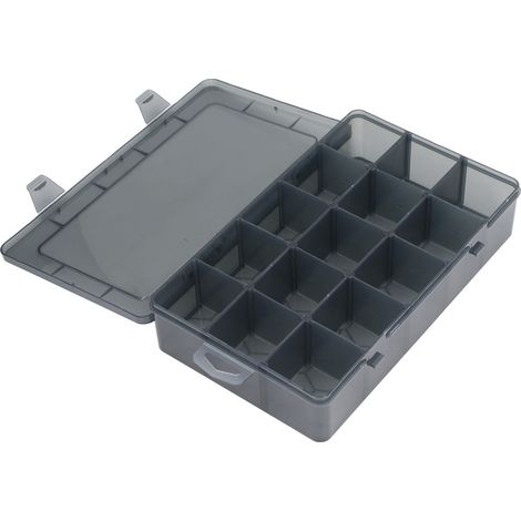 Boîte de rangement transparente à 15 compartiments en PP avec séparateur amovible pour bagues, perles, vis et écrous (1/5)