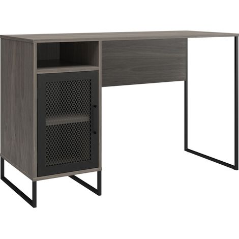 Purdue-Bureau d’ordinateur à piédestal simple en chêne gris