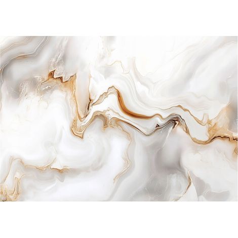 Papier peint panoramique marbre blanc abstrait intissé 150x105 cm mural salon chambre petit format (1/5)