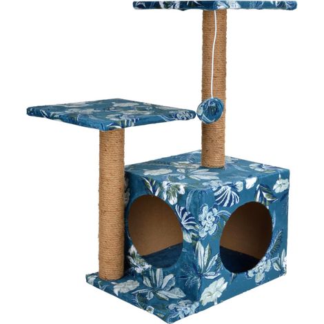 Arbre à Chat avec Jouet et Niche H60 cm Vintage Flower