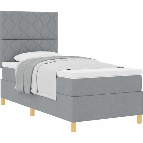Box Spring Bed with Headboard Light Grey 100 x 200 cm Fabric vidaXL (1/5)