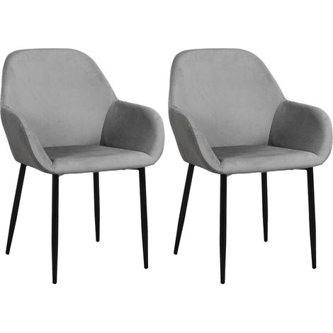 ALESSIA - Lot de 2 Fauteuils Velours Côtelé Gris (1/5)