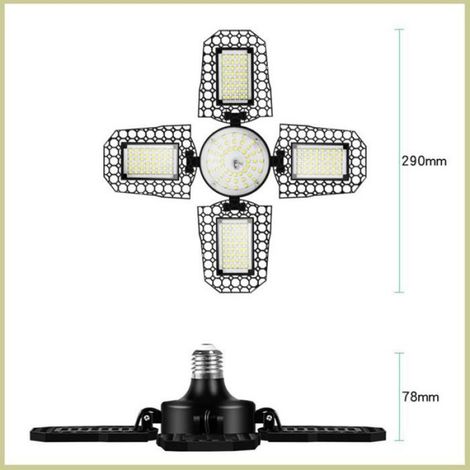 1 Lumière LED Garage, 100W, Design pliable, Culot E27, Étanche, Pour garage et zone industrielle (1/4)