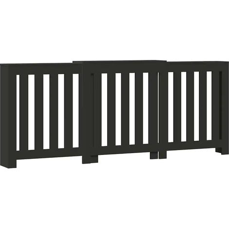Cubrerradiador moderno con estante práctico salón 205 x 21,5 x 83,5 cm de madera contrachapada negro 020049844 (1/5)