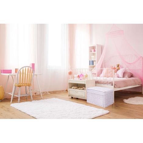Coffre en osier 105 L 66 x 40 x 40 cm blanc (1/5)