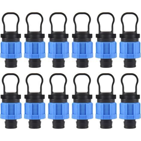 Lot de 12 bouchons d'extrémité d'irrigation goutte à goutte 1/2 - Raccord universel - Compatible avec les bandes goutte-à-goutte de 16 à 17 mm (1/5)