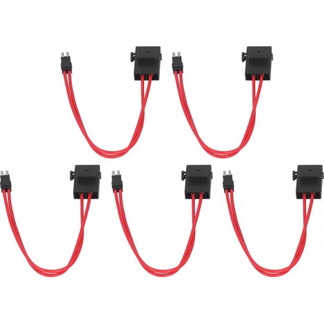 Lot de 5 connecteurs porte-fusible auto mini extension câble renforcé 20A 16AWG ATM avec 5 fusibles 23cm (1/5)