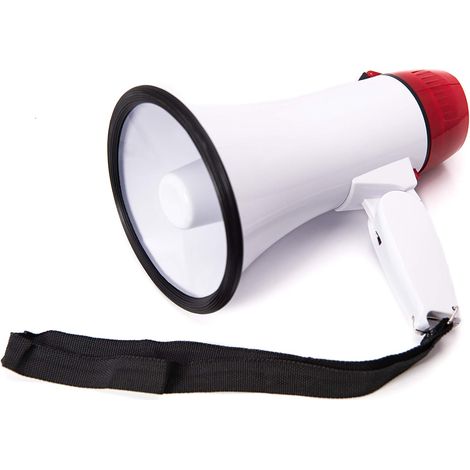 Mégaphone portable de 35 watts avec sirène/alarme intégrée, volume réglable et bandoulière puissante. (1/4)