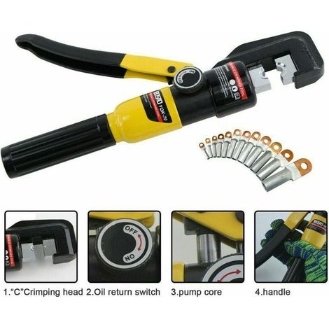 Pince à sertir hydraulique 4-70 mm² – Force de sertissage 10 tonnes – Acier robuste – Tête rotative 180° pour accès optimal (1/5)