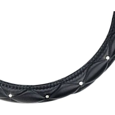 Housse de volant femme mignonne, universelle, antidérapante, en cuir PU, ornée de strass, noire (1/5)