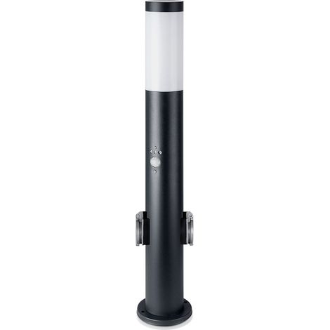 Stehleuchte Standleuchte Außenlampe Bewegungsmelder schwarz Steckdosen H 60 cm