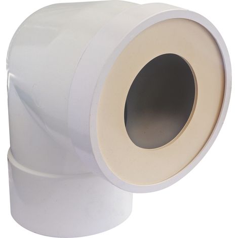 Pipe courte coudée plastique blanc D100m avec joint à lèvre néoprène (1/4)