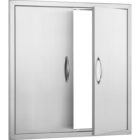 Porte d'accès barbecue, porte double de cuisine extérieure 790 x 790 mm, porte encastrée en acier inoxydable, porte murale verticale avec poignées, pour îlot barbecue, station de grillades, meuble ext (1/5)
