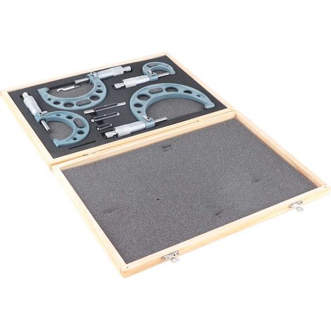 Lot de 4 Micromètres Extérieurs 0-100mm, Outil de Mesure de Précision Haute Exactitude, avec Clé de Réglage, Jauge Métrique Impériale (1/5)