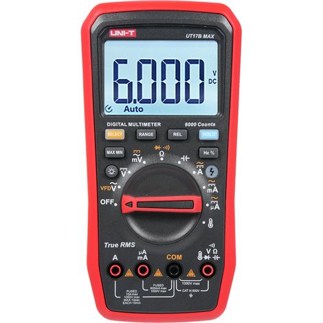 Multimètre Numérique Uni-T UT17B MAX 1000 V 6000 Points, Testeur de Variateurs Fréquence (vfd), Mesure Tension et Courant AC Dc, Résistance, Capacité (1/5)