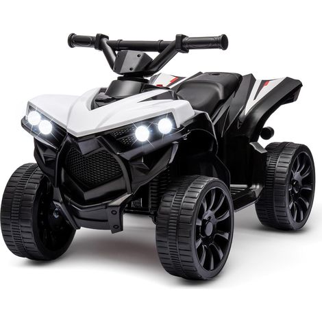 Quad Électrique Enfant ATV, 6V Voiture Électrique pour Enfants avec Musique, Klaxon, Phares LED, 70 x 42 x 45 Cm, pour Enfants 3+ Ans Blanc (1/5)