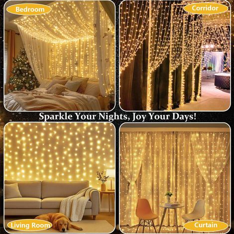 Ghirlanda LED 31V - 600 luci, struttura 6m x 3m con 20 rami da 3m, spaziatura 10cm, 8 modalità + memoria, ideale per decorazioni festive (1/4)