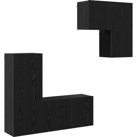 Maison Exclusive - Mobile TV 4 pcs Rovere Nero Legno multistrato (1/5)