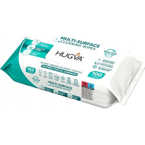Hugva - Feuchttücher für die Reinigung verschiedener Oberflächen, 100 Stück.