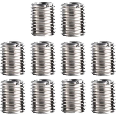 10 Pièces Insert Fileté M8 vers M6, Douille Filetée Acier Inoxydable 15 mm, Douille Filetage, Écrou à Visser, Adaptateur Filetage, Réducteur Fileté pour Réparation, Montage, Meubles et Métal (1/5)