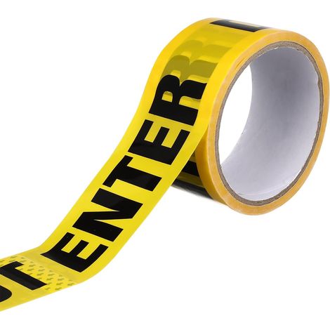 Ruban D'avertissement - Jaune Et Noir - Auto-Adhésif - Résistant Aux Intempéries - 25 M - PP (1/5)