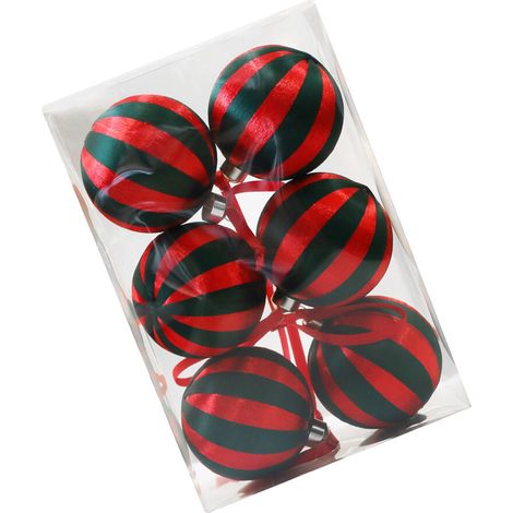 Boules de noël suspendues pour arbre de noël, 6-Rouge vert