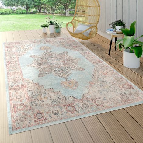 Paco Home Tappeto Per Esterno Terrazzo Cucina Marocco Motivo Ornamenti Mandala Turchese 60x100 cm