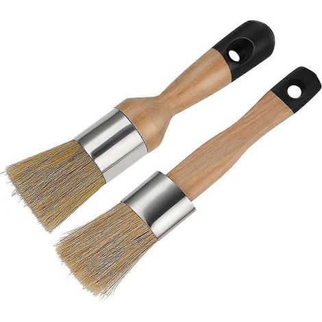 Lot de pinceaux à craie, pinceaux à craie et à cire, outil pour peindre les meubles avec de la peinture à la craie, réutilisables, plats et ronds (1/4)