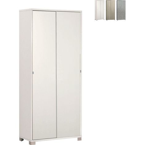 Mehrzweck-Kleiderschrank mit zwei Schiebetüren mit Regalen Esche Weiß 82x41x h190 cm (1/4)