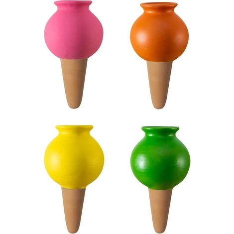 Pack de 4 Pointes Auto-arrosantes en Terre Cuite, Pieux D'arrosage des Plantes, Pieux D'autoarrosage Décoratifs de 430ml, Goutte-Gouttes Automatiques pour Plantes en Pot D'intérieur(2) (1/5)