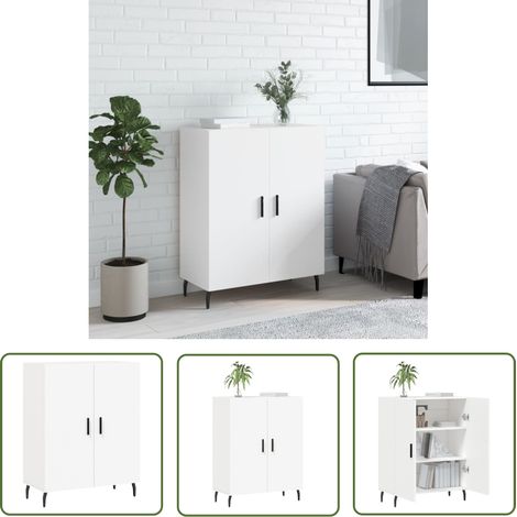 The Living Store Buffet blanc 69,5x34x90 cm bois d'ingénierie - Buffet - Armoire - Meuble De Rangement - Mobilier - Cuisine (1/5)