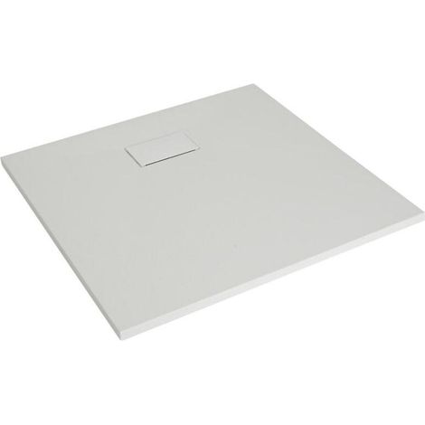 Milano Rasa White Low Profile Rectangular Textured Slate Effect Shower Tray and Waste - 900mm x 800mm (1/5)